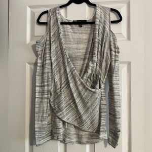 White House Black Market criss cross cold shoulder long sleeve shirt